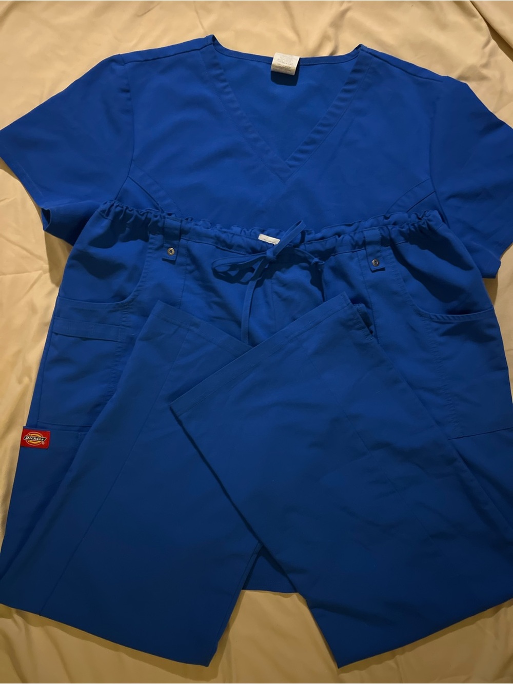 Dickies Women's Scrub Top and Drawstring Pants in Royal Blue